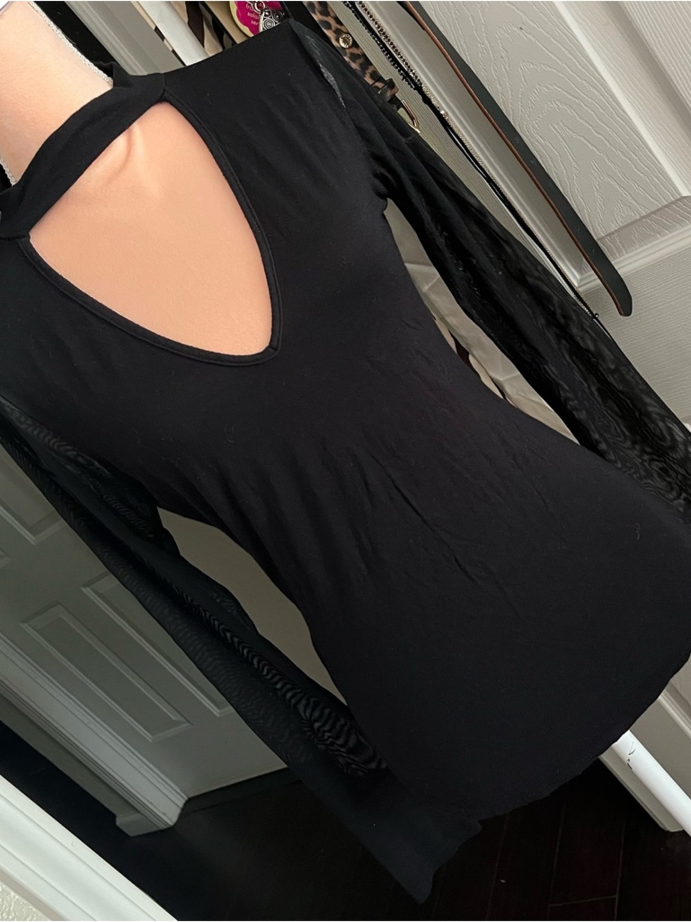 Mesh Sleeve Choker Shirt